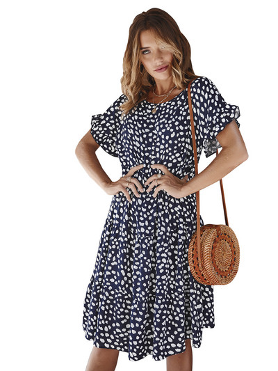 Γυναικείο Casual  φαρδύ  Φόρεμα με Κοντό Μανίκι - Μοντέλο Cut Out