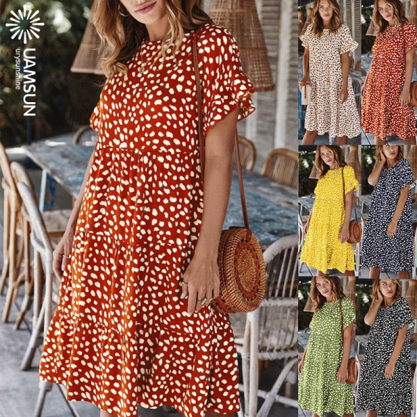 Γυναικείο Casual  φαρδύ  Φόρεμα με Κοντό Μανίκι - Μοντέλο Cut Out