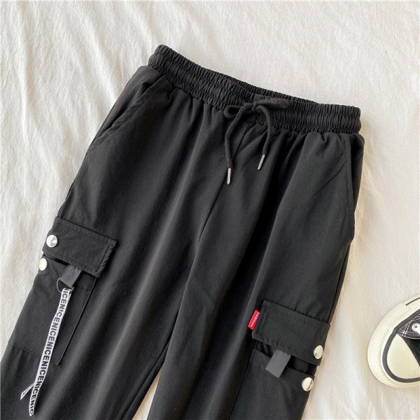 Pantaloni casual dama cu buzunare si talie elastica