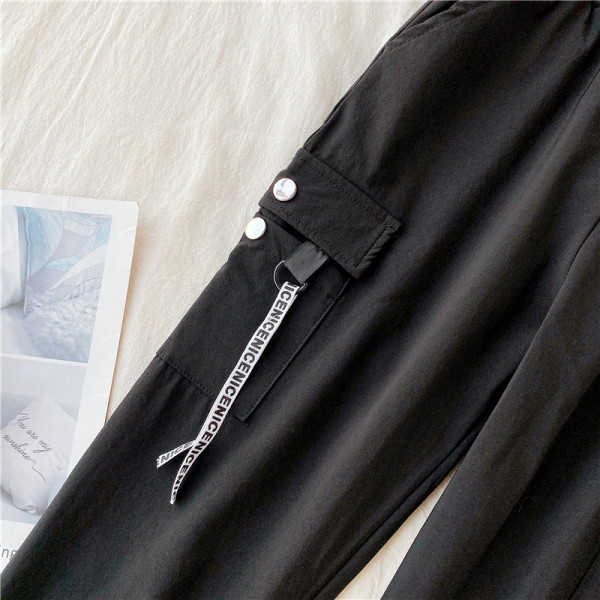 Pantaloni casual dama cu buzunare si talie elastica