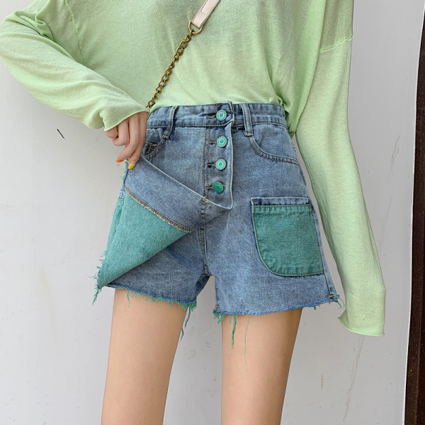 Παντελόνια τζην γυναικεία με χρωματιστά κουμπιά