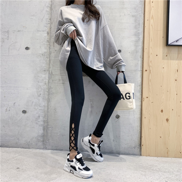 Napi női leggings magas derékkal és nyakkendővel