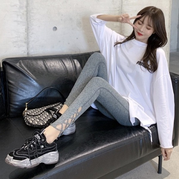 Napi női leggings magas derékkal és nyakkendővel