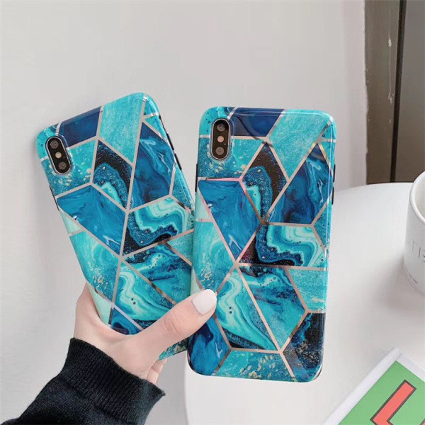 Калъф за  iPhone XS  в син цвят и мраморен ефект