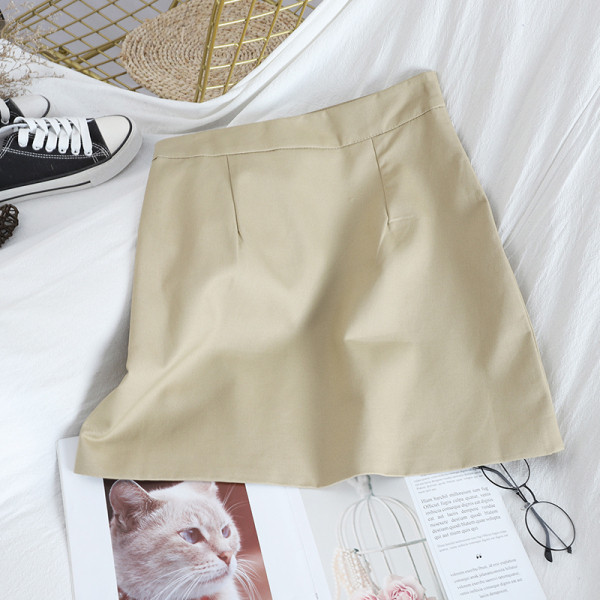 Ženska kratka suknja s džepovima i visokim strukom