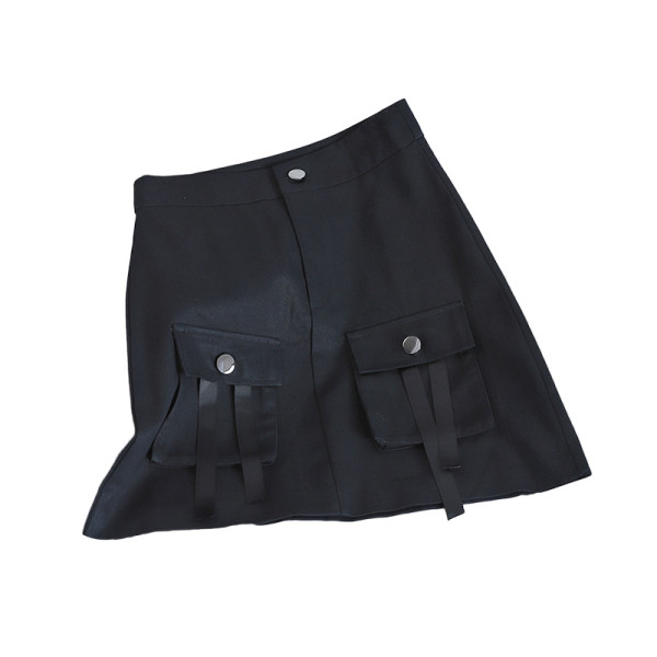 Ženska kratka suknja s džepovima i visokim strukom