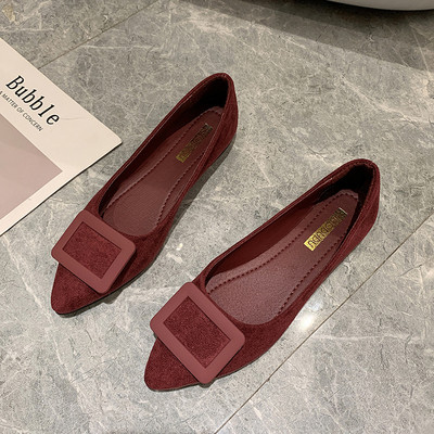 Suede γυναικεία παπούτσια με ίσια πέλματα και πόρπη