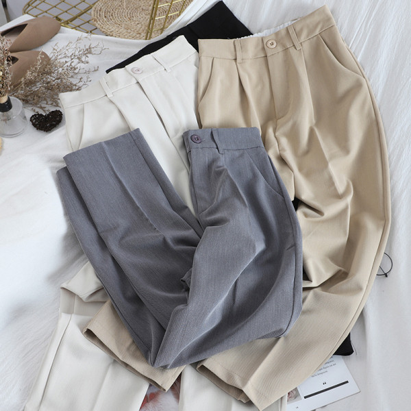 Pavasarinės moteriškos kelnės aukštu juosmeniu