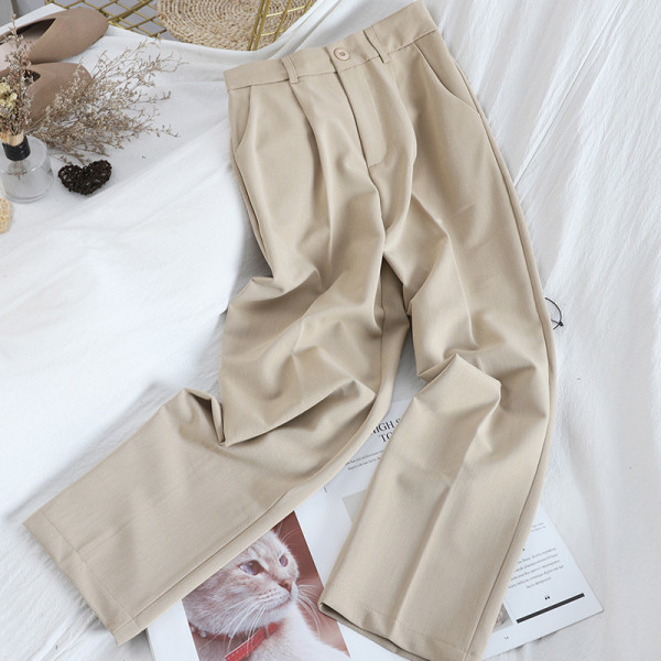 Pavasarinės moteriškos kelnės aukštu juosmeniu