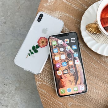 Прозрачен силиконов калъф с цвете за  iPhone XS 