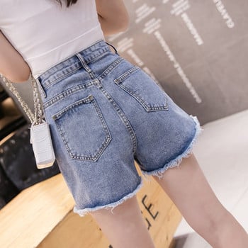 Γυναικεία casual shorts με υψηλή μέση και πολύχρωμη εφαρμογή