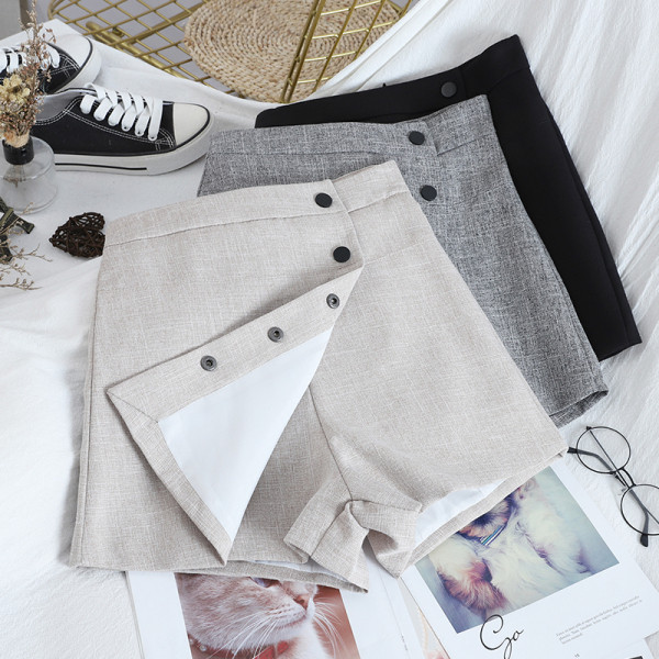 Moderna ženska suknja-hlače na gumbe i visokog struka