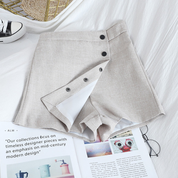 Moderna ženska suknja-hlače na gumbe i visokog struka