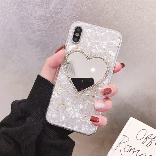 Silikona maciņš priekš iPhone XS ar sirds formas spoguli