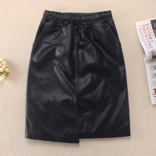 Jauna modeļa sieviešu svārki no eko ādas ar saitēm un kabatām