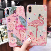 Silikona maciņš ar flamingo priekš iPhone XS - divi modeļi