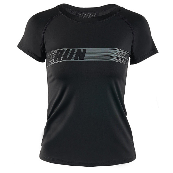 Moteriški sportiniai marškinėliai trumpomis rankovėmis ir užrašu