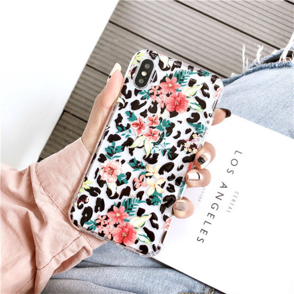 Θήκη IPhone XS με εκτύπωση λεοπάρδαλης και λουλούδια - δύο μοντέλα