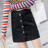 Jauna modeļa sieviešu īsie svārki ar pogām - augsta jostasvieta