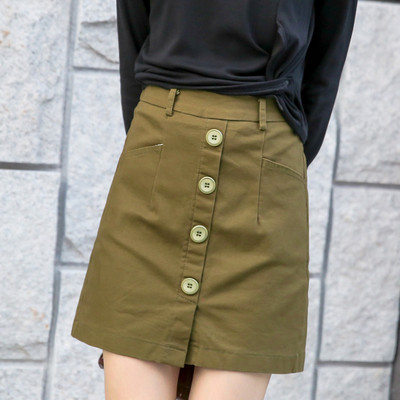 Jauna modeļa sieviešu īsie svārki ar pogām - augsta jostasvieta