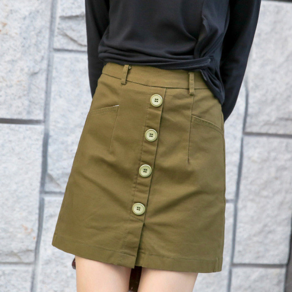 Jauna modeļa sieviešu īsie svārki ar pogām - augsta jostasvieta
