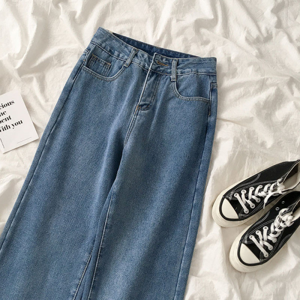 Blugi dama casual model lat cu buzunare si talie inalta