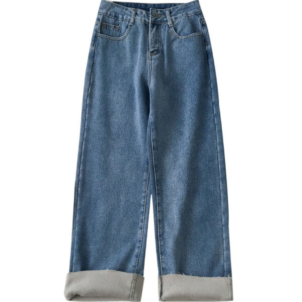 Blugi dama casual model lat cu buzunare si talie inalta