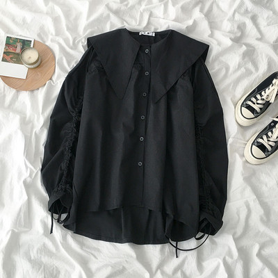 Modern női ing kerek nyakkivágással és nyakkendővel