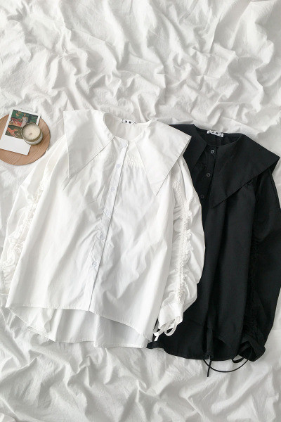 Modern női ing kerek nyakkivágással és nyakkendővel