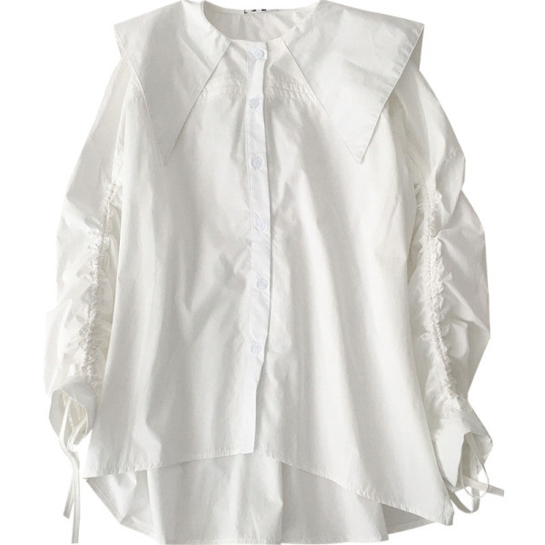 Modern női ing kerek nyakkivágással és nyakkendővel