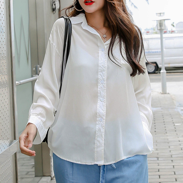 Alkalmi női ing klasszikus gallérral és hosszú ujjú - széles modell