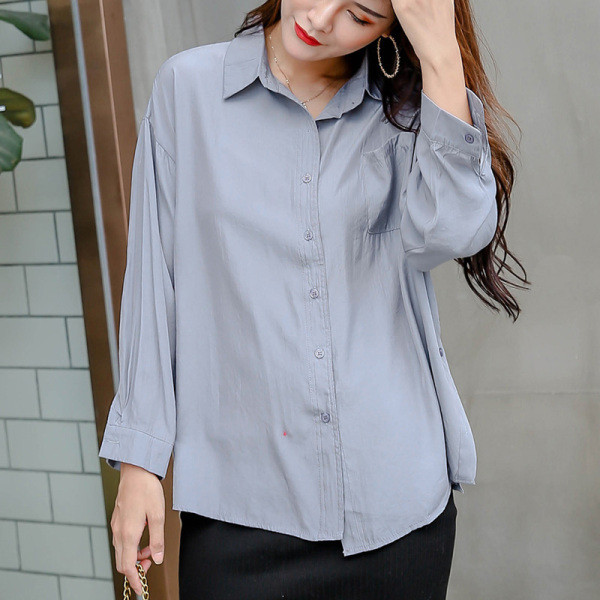 Alkalmi női ing klasszikus gallérral és hosszú ujjú - széles modell