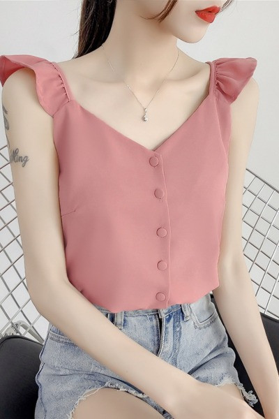 Νέο μοντέλο γυναικείο αμάνικο με τα κουμπιά και  λαιμόκοψη