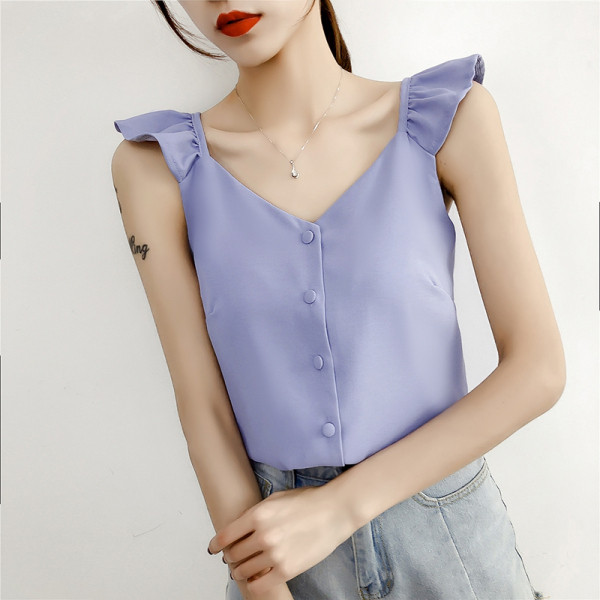 Νέο μοντέλο γυναικείο αμάνικο με τα κουμπιά και  λαιμόκοψη