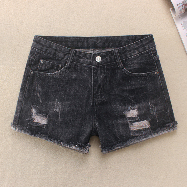 Lezser női farmer rövidnadrág szakadt motívumokkal