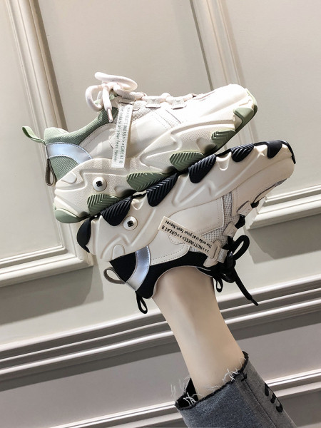 Καθημερινά κομψά αθλητικά γυναικεία  παπούτσια με σκληρή σόλα και κορδόνια