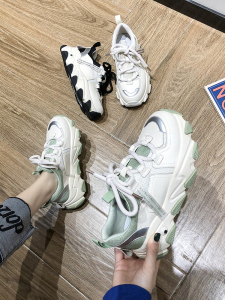 Καθημερινά κομψά αθλητικά γυναικεία  παπούτσια με σκληρή σόλα και κορδόνια