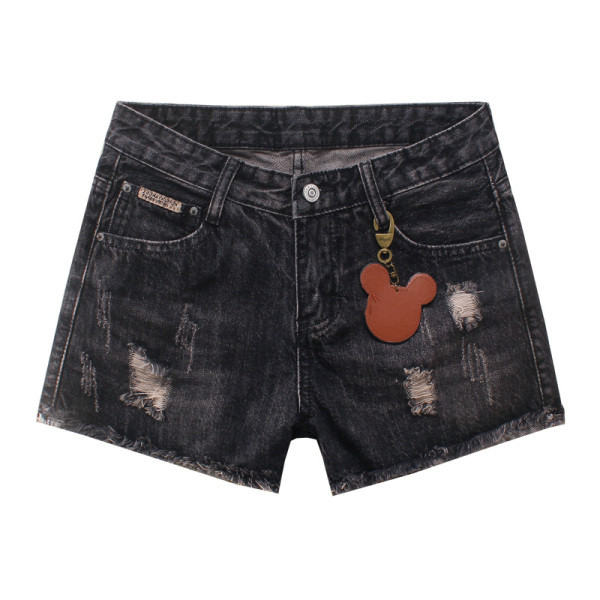 Moteriški džinsiniai šortai su siuvinėjimais ir suplėšytais motyvais