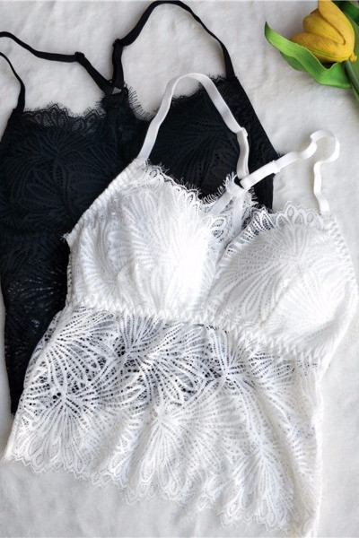 Γυναικείο αμάνικο από δαντέλα με λεπτούς ιμάντες ώμου