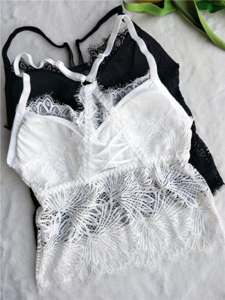 Γυναικείο αμάνικο από δαντέλα με λεπτούς ιμάντες ώμου