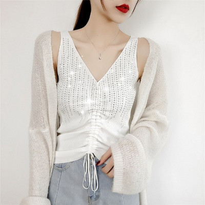 Modernus moteriškas apatinis trikotažas su kaklaraiščiais ir akmenimis