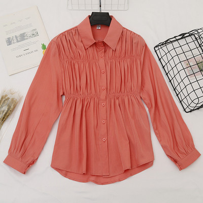 Γυναικείο πουκάμισο με κλασικό κολάρο, μακρύ μανίκι και κουμπιά