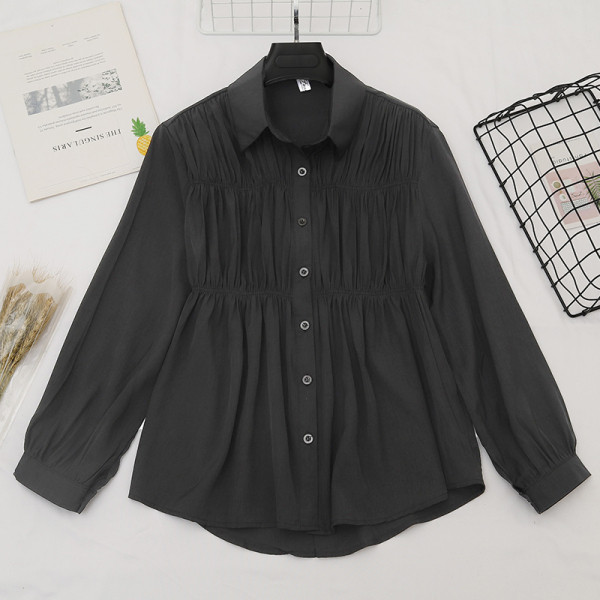 Γυναικείο πουκάμισο με κλασικό κολάρο, μακρύ μανίκι και κουμπιά