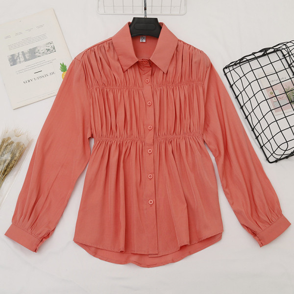 Γυναικείο πουκάμισο με κλασικό κολάρο, μακρύ μανίκι και κουμπιά