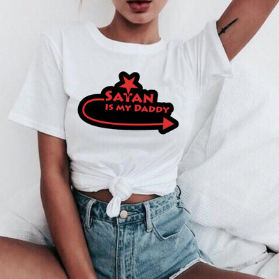 Γυναικεία λευκή μπλούζα με γράμματα και κοντό μανίκι