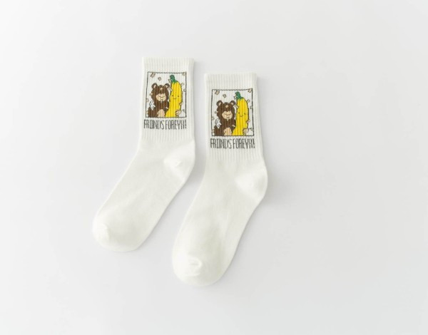 Ежедневни дълги бели чорапи с апликация 