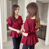 Cămașă casual de damă cu decolteu și nasturi spitz