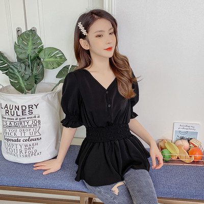 Cămașă casual de damă cu decolteu și nasturi spitz