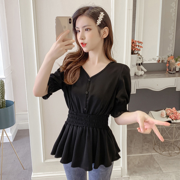 Cămașă casual de damă cu decolteu și nasturi spitz