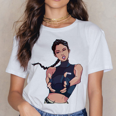 Női alkalmi fehér póló rövid ujjal - nagy méret